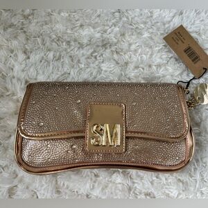 New $78 Steve Madden rhinestone metallic clutch shoulder bag